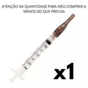 Seringa Luer Lock 3ml C Agulha De Segurança 25mm X 0,7mm 22g (Preta)